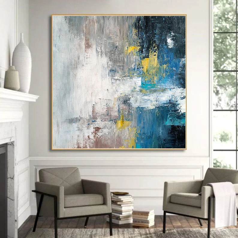 Dine Hand-Painted Contemporary - large diy art for modern home
